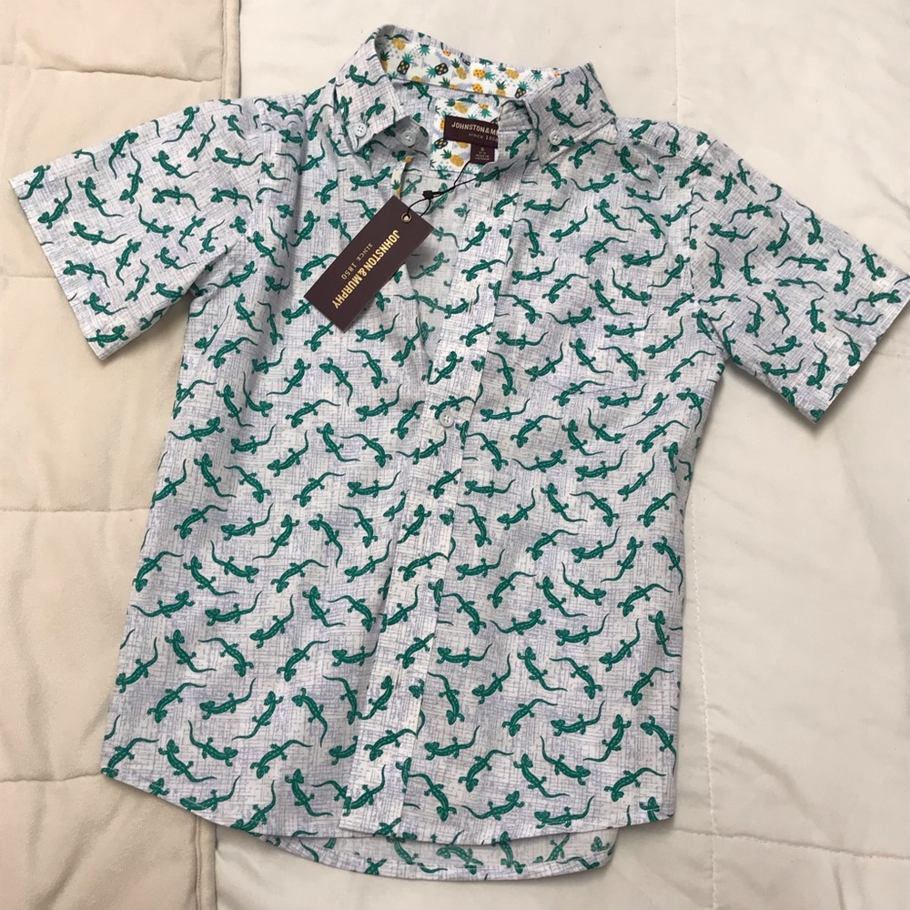 SOLD! S Kids Boy or Girl LIZARD 🦎 Tee Shirt Button Up with Collar BRAND NEW BTQ